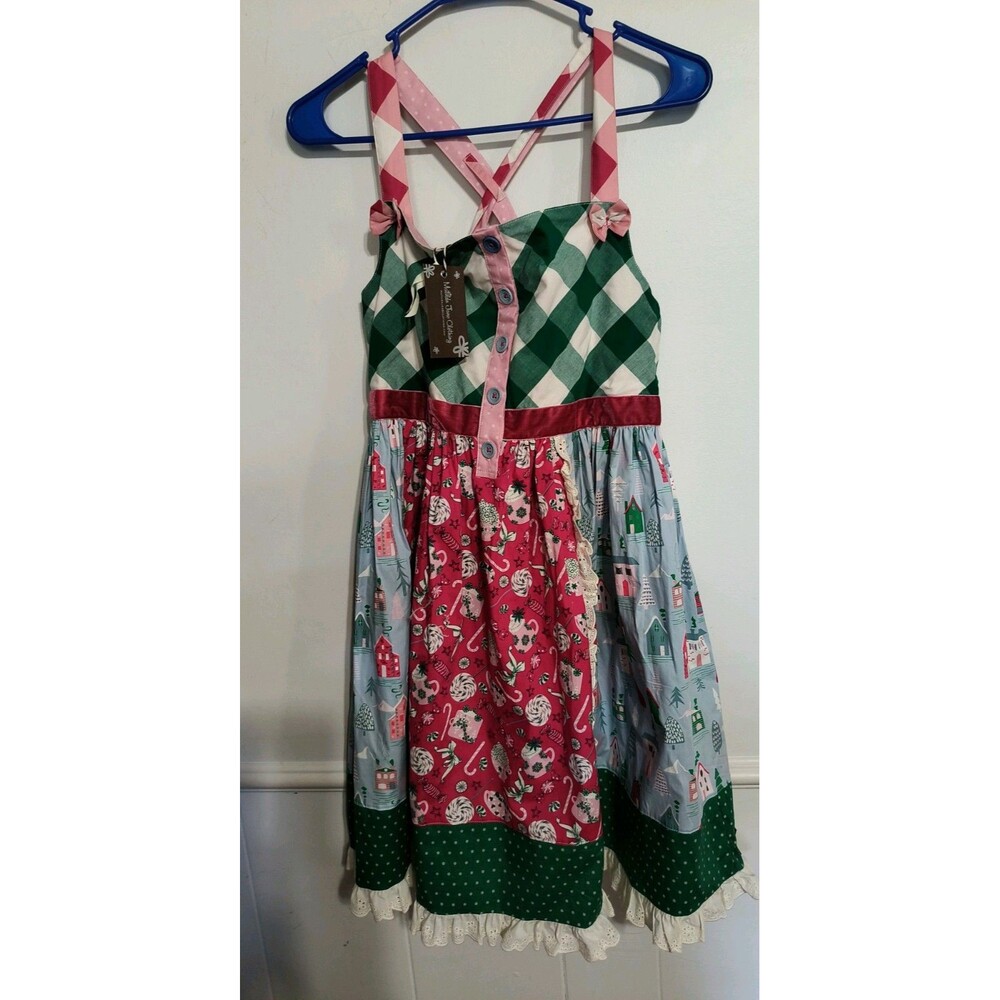 Matilda Jane Heart to Heart Land of Sweets Knot Mixed Print Dress Size 16 NEW